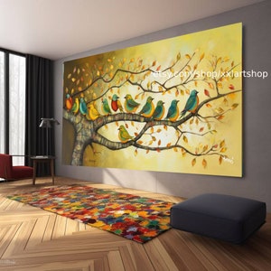 Tree Birds Nature  Wall Art Canvas Wall Art Print Modern Picture Living Room Office stretched on frame or rolled #ti904
