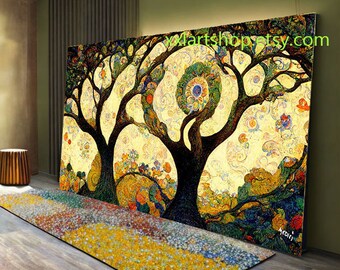 Tree of Life Gustav Klimt Style Wall Art Canvas Wall Art Print Modern ...