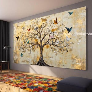 Tree of life Gustav Klimt style Wall Art Canvas Wall Art Modern Picture Living Room Office stretched on frame or rolled #t71050a