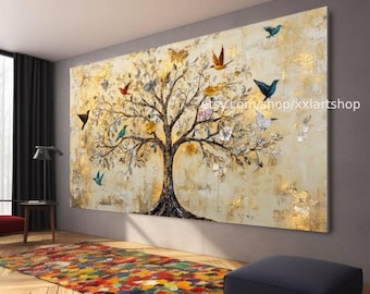 Baum des Lebens by Vera Medici, Gustav Klimt style Wandkunst Leinwand  Modernes Bild gespannt auf Keilrahmen oder gerollt t71050a