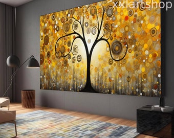 Tree of life Gustav Klimt style Wall Art Canvas Wall Art Print Modern Picture Living Room Office stretched on frame or rolled #t105fe