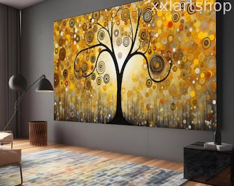 Tree of life Gustav Klimt style Wall Art Canvas Wall Art Print Modern Picture Living Room Office stretched on frame or rolled #t105fe