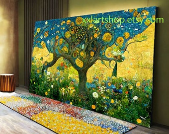 Baum des Lebens Gustav Klimt style Wandkunst Leinwand Wandkunstdruck Modernes Bild Wohnzimme gespannt auf Keilrahmen oder gerollt l363