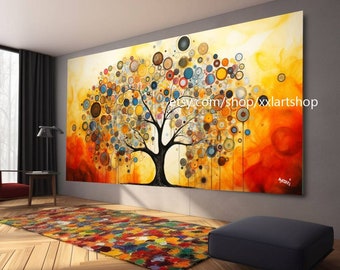 Tree by Vera Medici Gustav Klimt style Wall Art Canvas Wall Art Print Modern Picture Living Room Office stretched on frame or rolled #tr524f