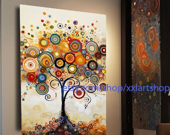Tree of life Gustav Klimt style Wall Art Canvas Wall Art Print Modern Picture Living Room Office stretched on frame or rolled #th11
