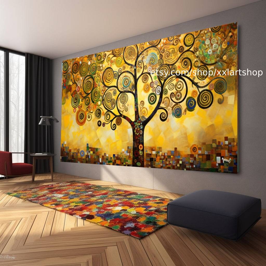Tree of Life Gustav Klimt Style Wall Art Canvas Wall Art Print Modern ...