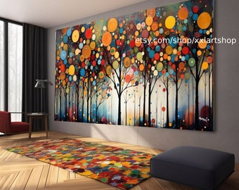 Arbre de vie Art mural de style Gustav Klimt, impression d'art mural sur toile, tableau moderne pour salon, bureau, tendu sur un cadre ou laminé # t190f