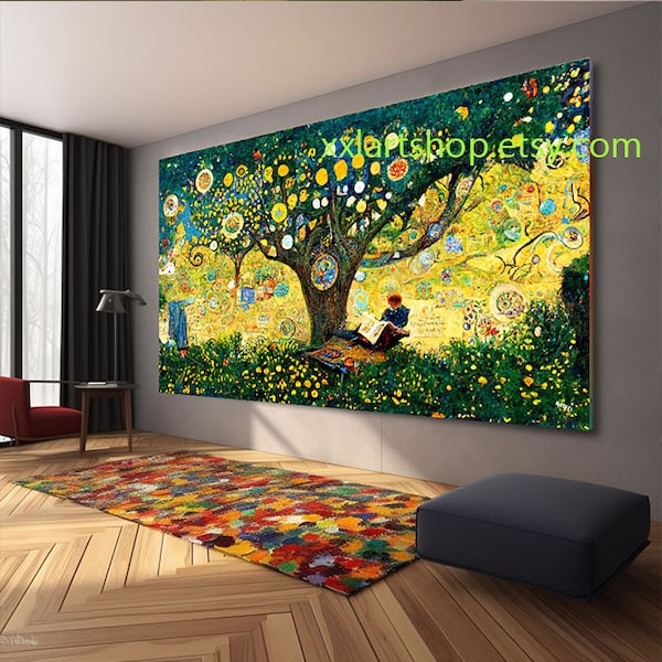 Arbre de vie style Gustav Klimt art mural toile impression d'art mural photo moderne salon bureau # l367