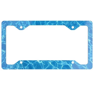 License Plate Frame, Ripple Pattern License Plate Frame,  Aqua Patterned Number Plate Frame, Metal License Plate Frame, Water Rippled Print