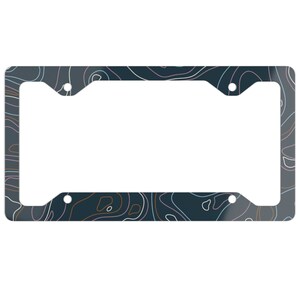 Topographic License Plate Frame, Metal Topographic License plate frame in black and red, Topographic Number plate in multi-color pattern