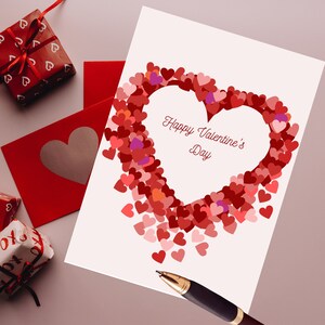 Carte de Saint-Valentin - du cœur, avec beaucoup de cœurs dans les tons de rouge - Carte numérique de Saint-Valentin, romance, Saint-Valentin