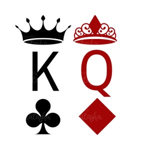 King and Queen Svg, King of Spades Svg, Queen of Hearts Svg, Playing Card King Queen, Couples Shirt Svg, clipart, Digital file, Sticker
