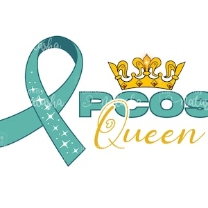 Pcos 啓発月間バンドル SVG、クイーン Pcos SVG、Pcos PNG、啓発リボン SVG、ティール リボン SVG、Pcos ひまわり、カット ファイル Cricut、ステッカー