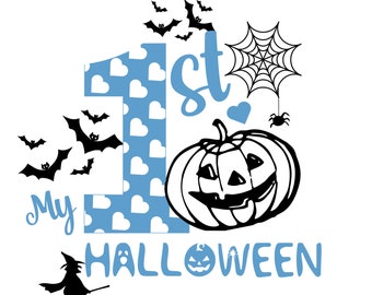 Mi primer Halloween /PNG SVG/ Rosa y azul/ Mi 1er Halloween svg, Mi 1er Halloween png, archivo cortado, Diseño digital, Imágenes prediseñadas, Descarga digital