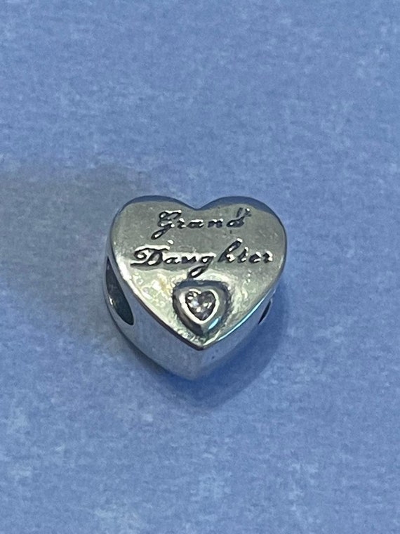 925 Silver Sterling mom Daughter Heart clear Stone Charm Fits European bracelet 