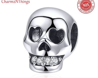 Sugar Skull Day of Dead Charm Genuine Sterling Silver 925 Fits European Bracelet