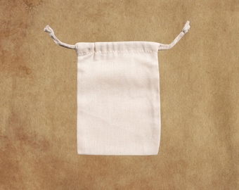 Bolsas de algodón con cordón doble de 3 x 5 pulgadas (8 x 13 cm) - 100% algodón orgánico 145 GSM Bolsas de muselina de primera calidad reutilizables para almacenamiento natural