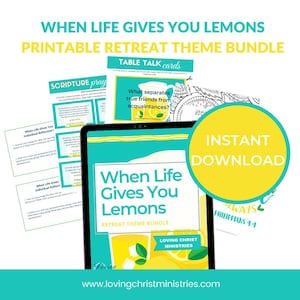 When Life Gives You Lemons Christian Printable Retreat Theme Bundle | Women&#39;s Ministry | Retreat Planning Bundle | Church Activities