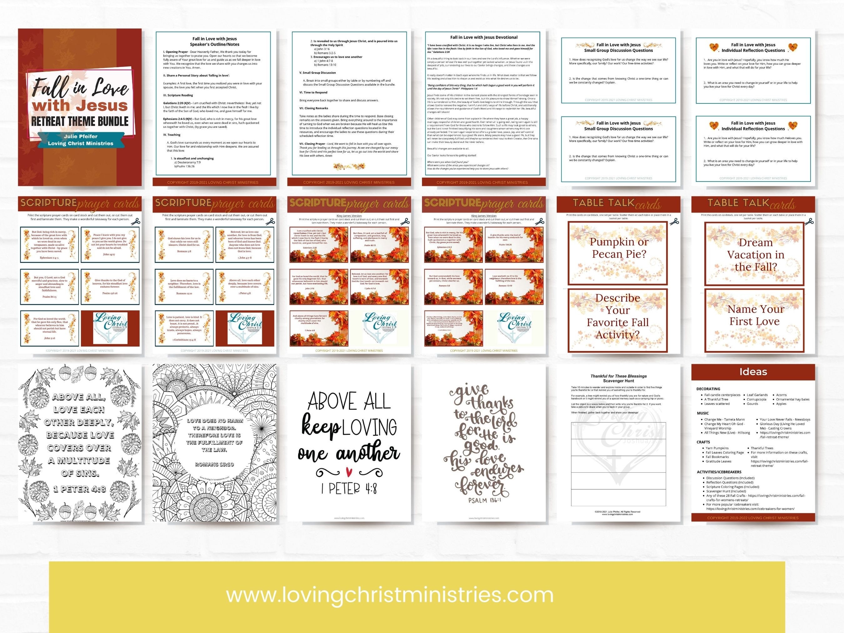 Fall in Love With Jesus Printable Christian Retreat Theme Bundle Women ...