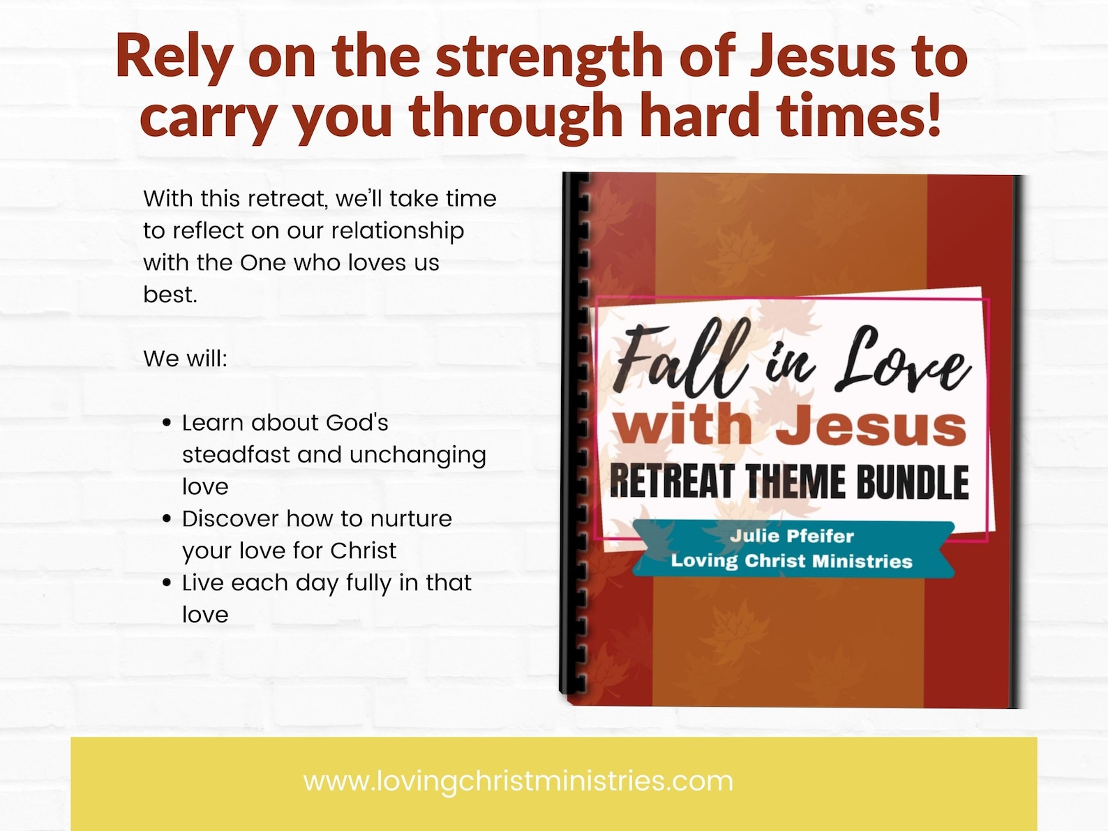 Fall in Love With Jesus Printable Christian Retreat Theme Bundle Women ...