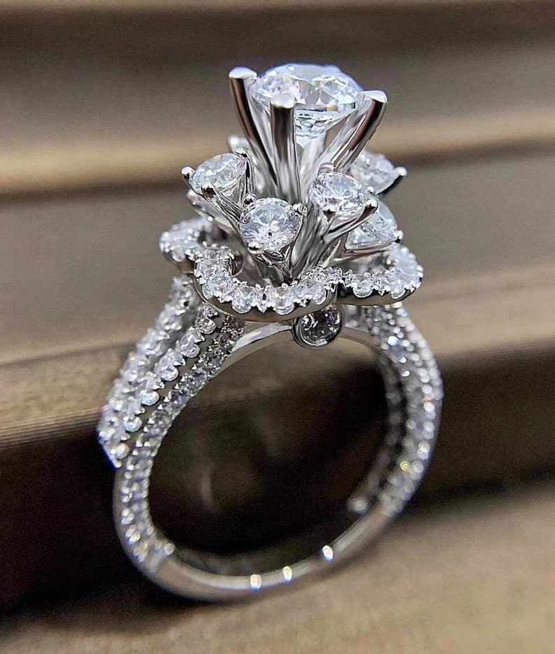 Custom Made Engagement Ring Moissanite Diamond Ring Solid Etsy
