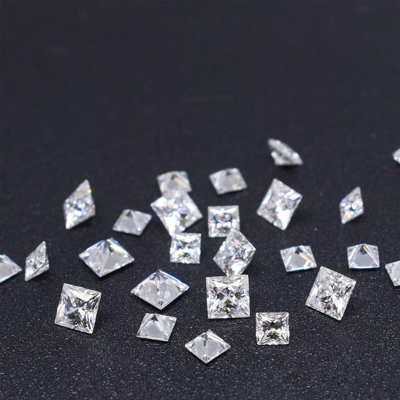 Moissanite Square Diamond Faceted Cut 3mm 10mm Loose D-E - Etsy