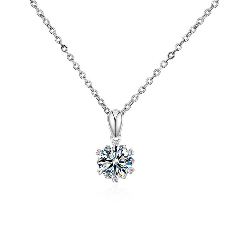 Round Moissanite Necklace 925 Sterling Silver Solitaire - Etsy UK