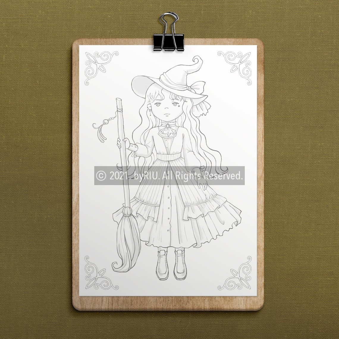 Hazel witch Coloring page for adults and kids printable | Etsy