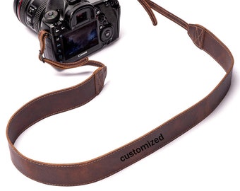 Personalized Leather Camera Strap, DSLR Camera Strap, Minimalist Camera Neck Strap, Custom Gift for Photographer