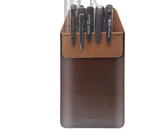 Leather Shirt Pocket Protector, Pen Holder for Lab Hospital Warehouse to Take Notes, Protect Shirt Coat From Staining