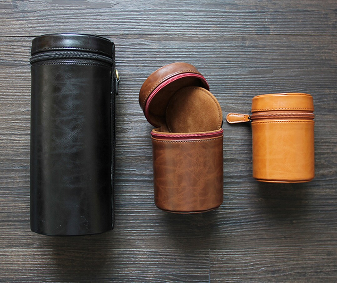 Leather Camera Lens Pouch, Thicken Lens Case for Photographer, Belt