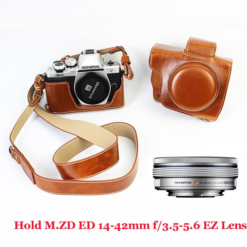 Étui personnalisé pour appareil photo Olympus EM10 markII, adapté pour objectif EZ M.ZD ED 14-42 mm, demi-boîtier accès batterie, sac pour appareil photo Olympus image 2
