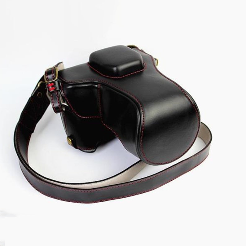 Leder-Kameratasche für Fujifilm XT10 XT20 XT30, Kameratasche mit Batteriezugang, Fujifilm-Kameratasche, Halten 16-50mm / 18-55mm Objektiv Schwarz