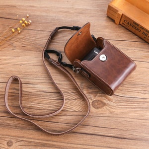 Personalized Digital Camera Case, 1295 CM, Camera Belt Bag, Universal Camera Protective Case with Strap Dark Brown