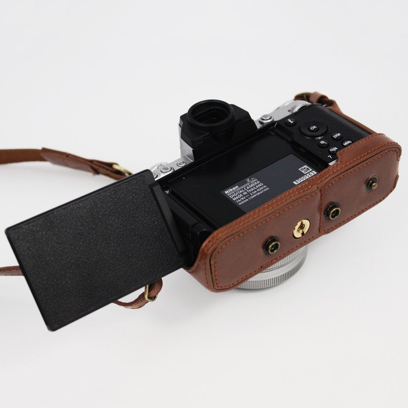 Camera Case for Nikon Z fc, Leather Camera Case with Battery Access, Len's Protector, Lens Cap's Case & Strap image 3