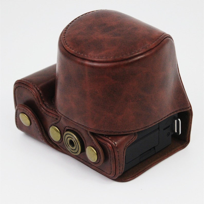Leder Kameratasche für Sony ZV-E10, Kameratasche, Kameratasche, Half Case Cover, verstellbarer Riemen, Halterung für 16-50mm Objektiv Bild 3