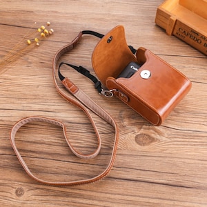 Personalized Digital Camera Case, 1295 CM, Camera Belt Bag, Universal Camera Protective Case with Strap Light Brown
