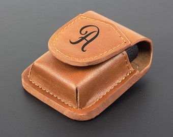 Customized Leather Protective Case compatible with Zippo Classic,  Lighter Belt Pouch, Custom Initials