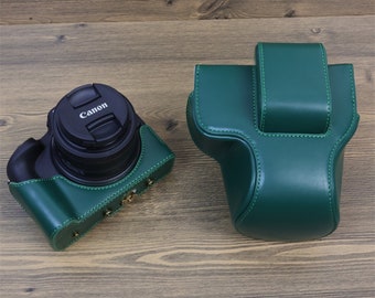 Leather Camera Case Compatible with Canno eos R50 R100, Camera Half Case, Lens Organizer & Strap