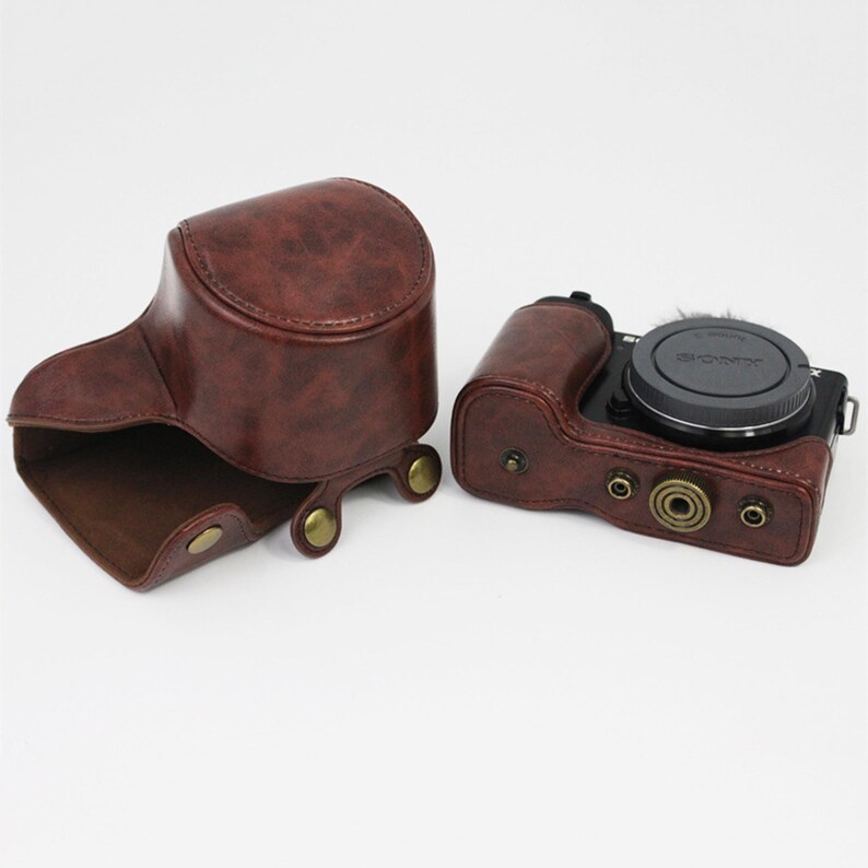 Étui en cuir pour appareil photo pour Sony ZV-E10, demi-étui pour appareil photo, bandoulière réglable, prise 16-50 mm image 4