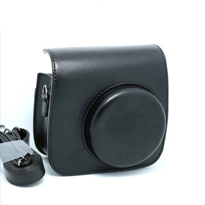 Personalisierte Schutzhülle kompatibel mit Fuji Instax Mini 8 Mini 9, Fuji Mini 9 Sofortbildkamera mit abnehmbarem Trageriemen Schwarz