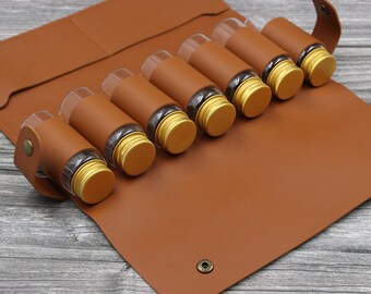 Personalized Travel Spice Case, Portable Leather Seasoning Containers, Including 7 Pcs 70ml Bottles