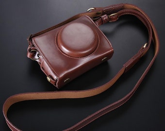 Personalized Leather Camera Case Fit for Canon G7X2 G7X3, Camera Bag with Strap, Easy to Replace Battery
