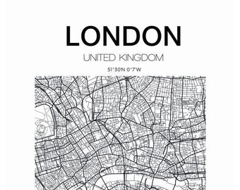 LONDON Map Art - PDF JPG Digital Download