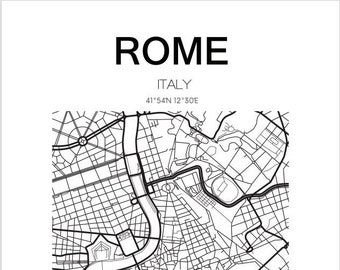 ROME ITALY Map Art - pdf jpg Digital Download