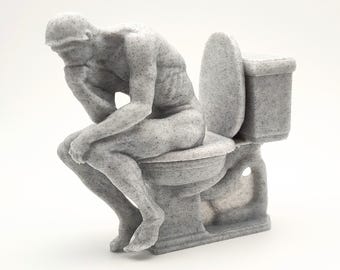 The Thinker, Bathroom Accessory, Sitting Figure on Toliet, Gag gift