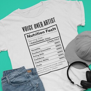 Voice over artist | Short-Sleeve Unisex T-Shirt | voice actor | VO | gift | nutrition facts | recording artist | booth | home studio | voice