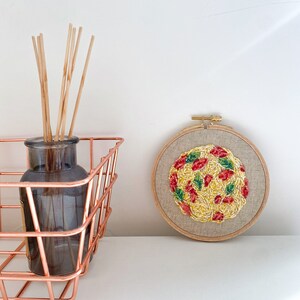 Kitchen wall decor, Italian spaghetti embroidery hoop art, kitchen wall decor food art bead embroidery, pasta embroidered hoop image 8