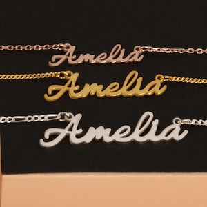 Collar con nombre de oro amarillo de 14k, oro de 14k lleno de collar con nombre de plata, collar con nombre, joyería con nombre personalizado, collar con nombre de oro ARK23