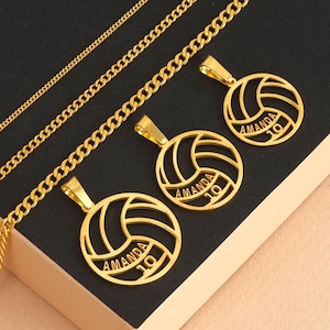 Volleyball Gifts, Name Jewelry for Volleyball Necklace in Sterling Silver Metal, Custom sport Necklace, Volleyball Pendant, Sports Gift,